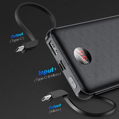 10000mAh 8 پین Micro USB کابل داخلی بانک قدرت با صفحه نمایش LCD